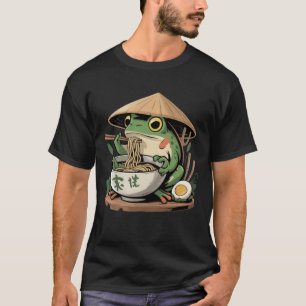 Frog Eating Ramen Kawaii Neko Japanese Noodles T-Shirt