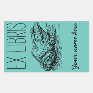 Frog Ex Libris Bookplate Rectangular Sticker