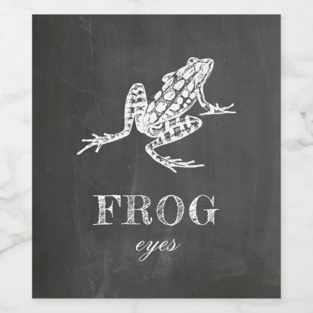 Frog eyes. Chalkboard Halloween party. Animal Wine Label (Single Label)