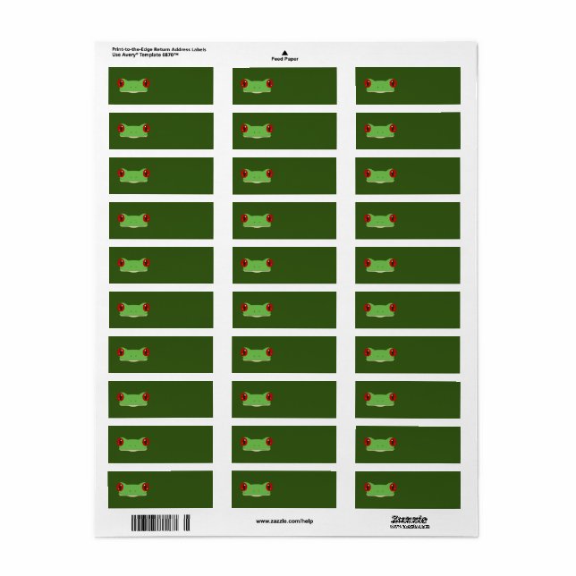 Frog Face Return Address Label (Full Sheet)