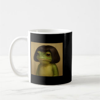 Frog Face With Bob Haircut Meme Funny Frog Girls Coffee Mug