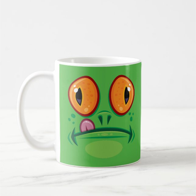 Frog Face with Tongue Cartoon Coffee Mug (Left)
