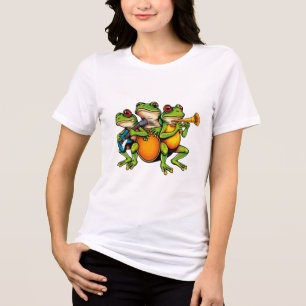 Frog family band playing guitar and drums Tri-Blend shirt
