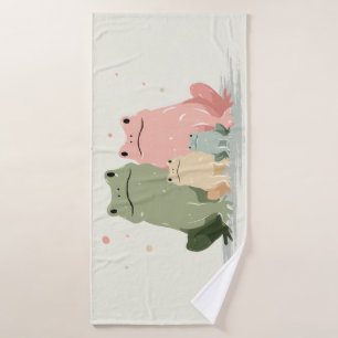 Frog Family – Cute Whimsical Animal Art Bath Towel