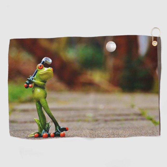 Frog figurine playing golf Design Custom Best  Towel (Horizontal)