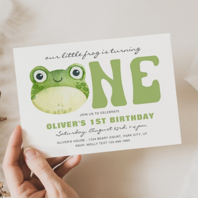 Frog First Birthday Invitations (Creator Uploaded)
