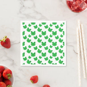 Frog First Birthday party Croaking Green Glitter P Napkin