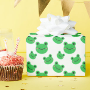 Frog First Birthday party Croaking Green Glitter Wrapping Paper