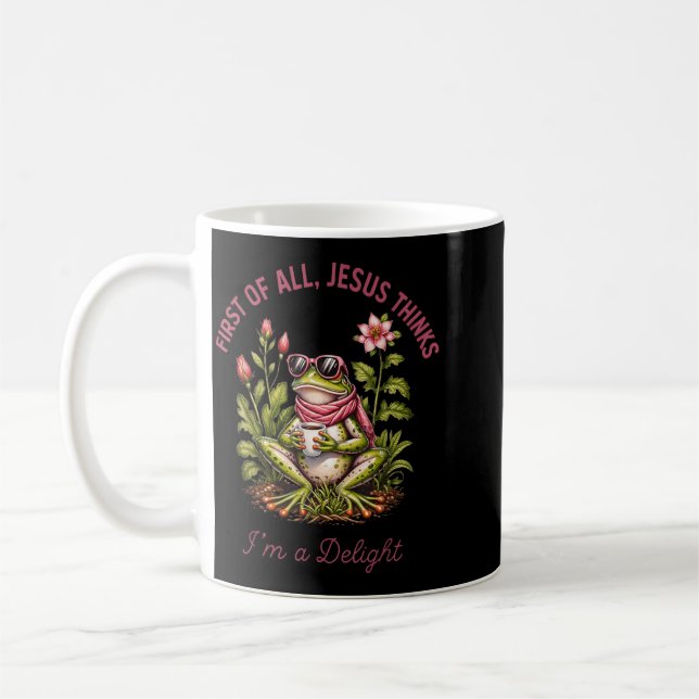 Frog First Of Jesus Thinks A Delight Christian Coffee Mug (Left)