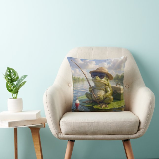 Frog Fishing From a Lily Pad Cushion (Chair)