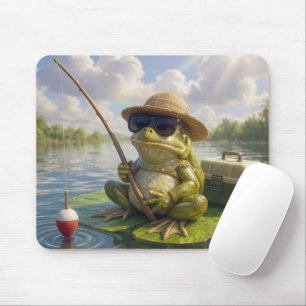 Frog Fishing From a Lily Pad Mouse Pad