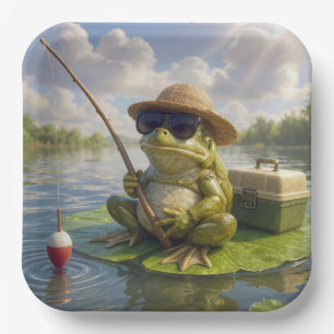 Frog Fishing From a Lily Pad Paper Plate