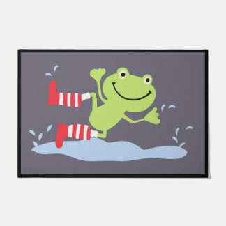 Frog Font Porch Mat, Dancing Frog Welcome  Doormat