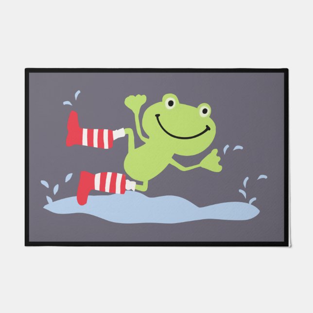 Frog Font Porch Mat, Dancing Frog Welcome  Doormat (Front)