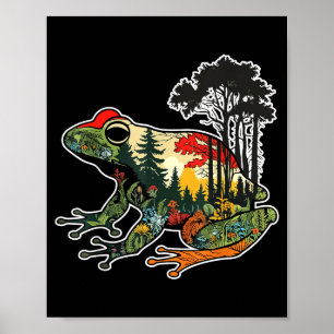 Frog Forest Silhouette Nature Art Woodland Wildlif Poster