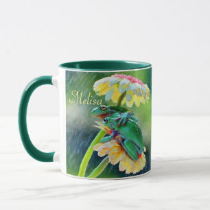Frog Friends Flowers Rain Gift Name Coffee Mug