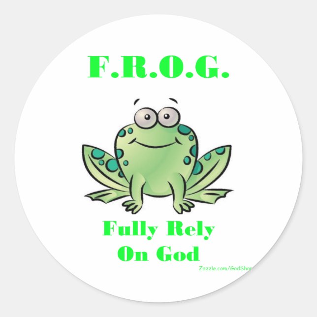 FROG (Fully Rely on God) Classic Round Sticker (Front)