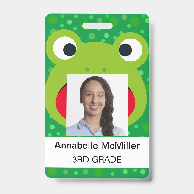 Frog Fun Teacher Green ID Badge (Front)