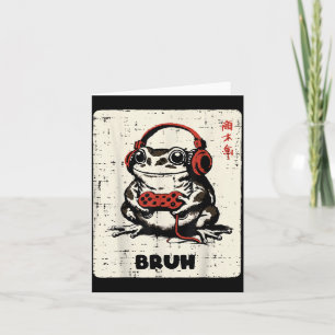 Frog Gamer Headphones Bruh Gaming Meme Boys Kids Card