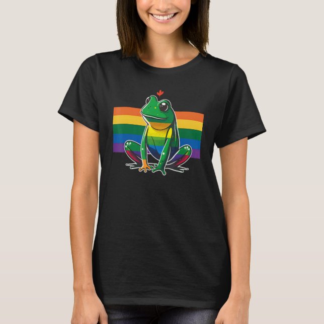 Frog Gay Pride LGBT Rainbow Flag on Frog LGBTQ 2 T-Shirt (Front)