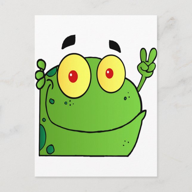 Frog Gesturing The Peace Sign Postcard (Front)
