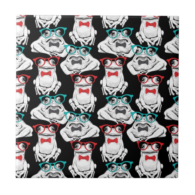 Frog Glasses Pattern Ceramic Tile (Front)