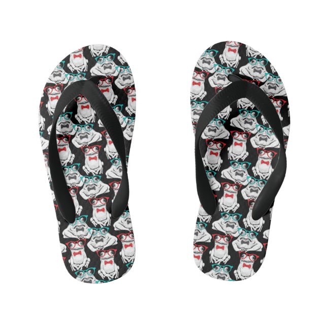 Frog Glasses Pattern Kid's Thongs (Footbed)