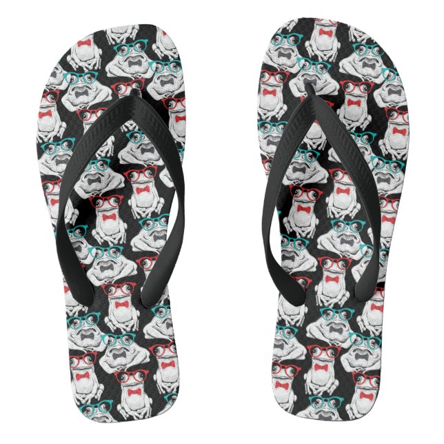 Frog Glasses Pattern Thongs (Footbed)
