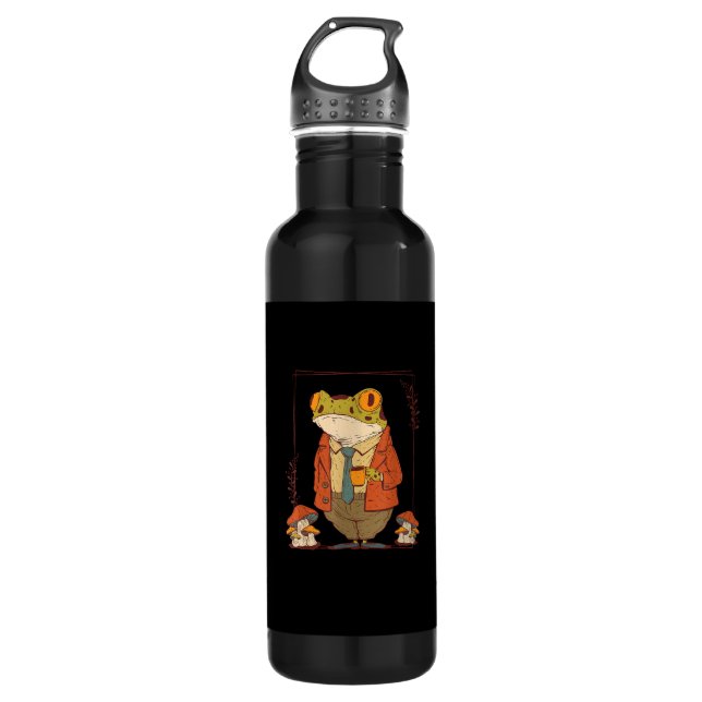 Frog Goblincore Academia Aesthetic Mushroom 710 Ml Water Bottle (Front)