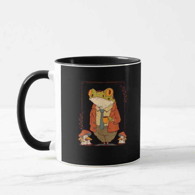Frog Goblincore Academia Aesthetic Mushroom Mug (Left)