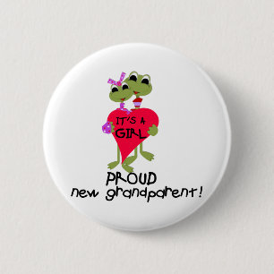 Frog Grandparent of Baby Girl 6 Cm Round Badge
