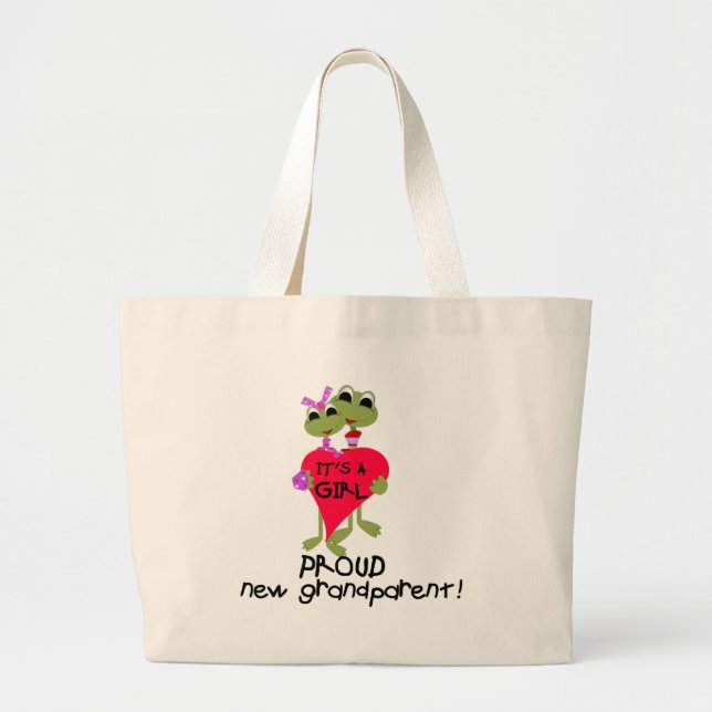 Frog Grandparent of Girl Tshirts and Gifts Large Tote Bag (Front)