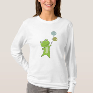 Frog Green Balloons Funny Animals For Kids T-Shirt