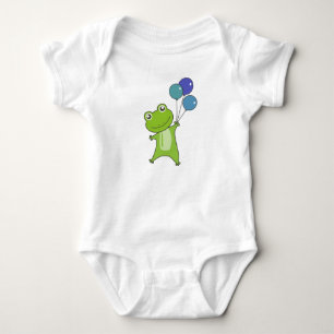 Frog Green Balloons Funny Animals Kids Baby Bodysuit