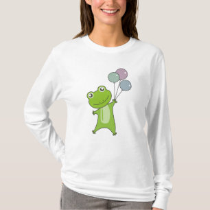 Frog Green Balloons Funny Animals Kids T-Shirt