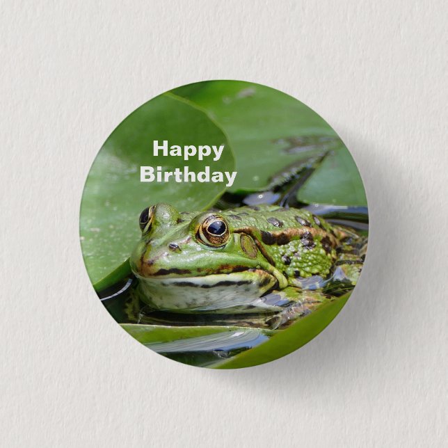 Frog Green Lily Pad Photo Birthday 3 Cm Round Badge (Front)