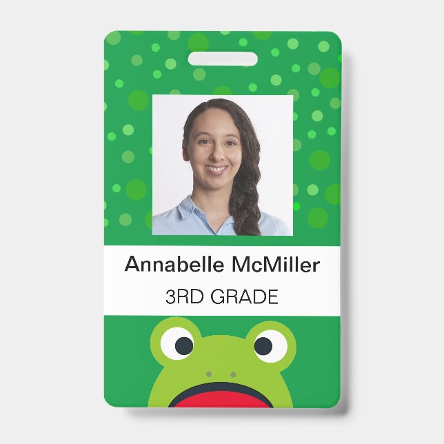 Frog Green Wild Teacher ID Badge (Front)