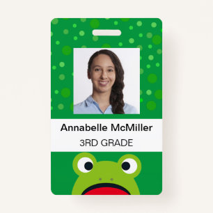 Frog Green Wild Teacher ID Badge