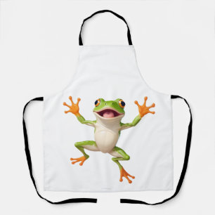 Frog Happy Playful Fun Jumping In The Air Joyful Apron