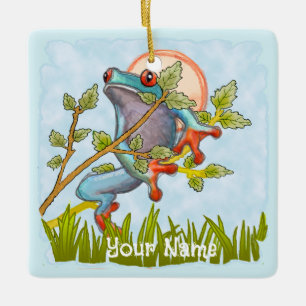 Frog Hiding  Ceramic Ornament