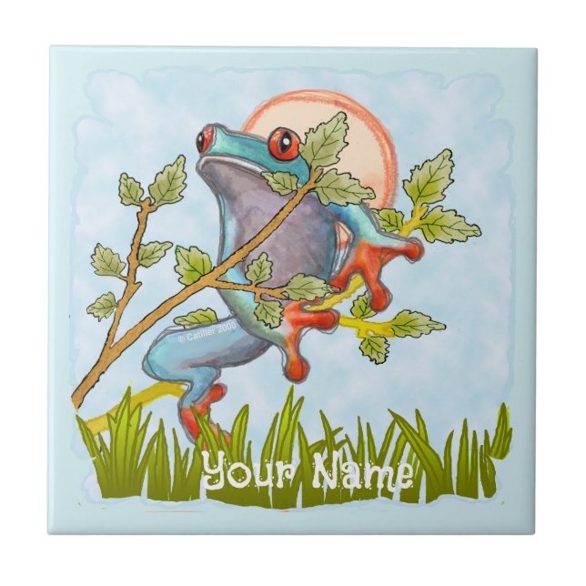 Frog Hiding  Ceramic Tile (Front)