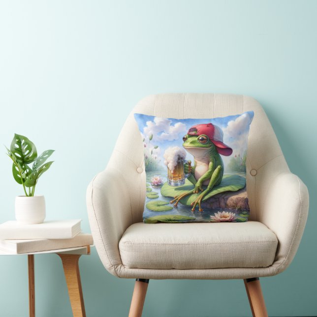 Frog Holding a Mug of Beer Cushion (Chair)