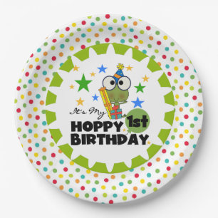 Frog Hoppy 1st Birthday Paper Plates
