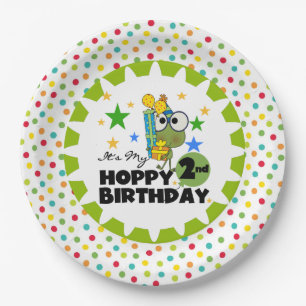 Frog Hoppy 2nd Birthday Paper Plates
