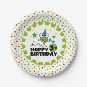 Frog Hoppy 3rd Birthday Paper Plates