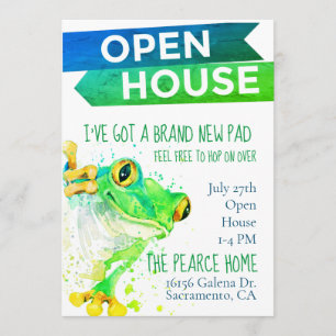 Frog Housewarming Party Open House Invitation
