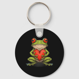 Frog Hugging Valentine Heart Valentines Day Toad L Key Ring