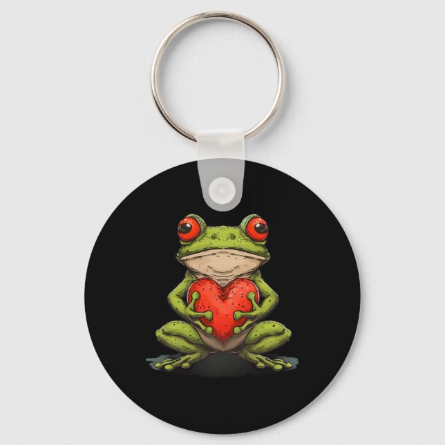 Frog Hugging Valentine Heart Valentines Day Toad L Key Ring (Front)
