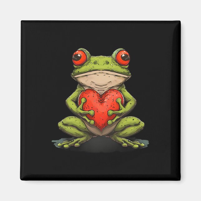Frog Hugging Valentine Heart Valentines Day Toad L Magnet (Front)