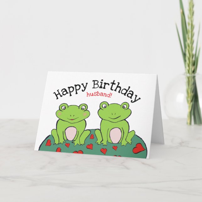 Frog husband birthday day card (Front)